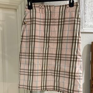 Burberry pink plaid pencil skirt